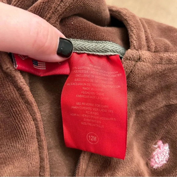 U.S. Polo Assn Brown Baby Zip Up Hoodie Jacket Size 12M - Picture 6 of 8